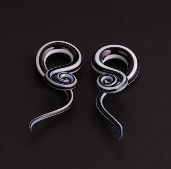 Earlobe Expanders: Glass Snail Design Body Piercing Jewelry