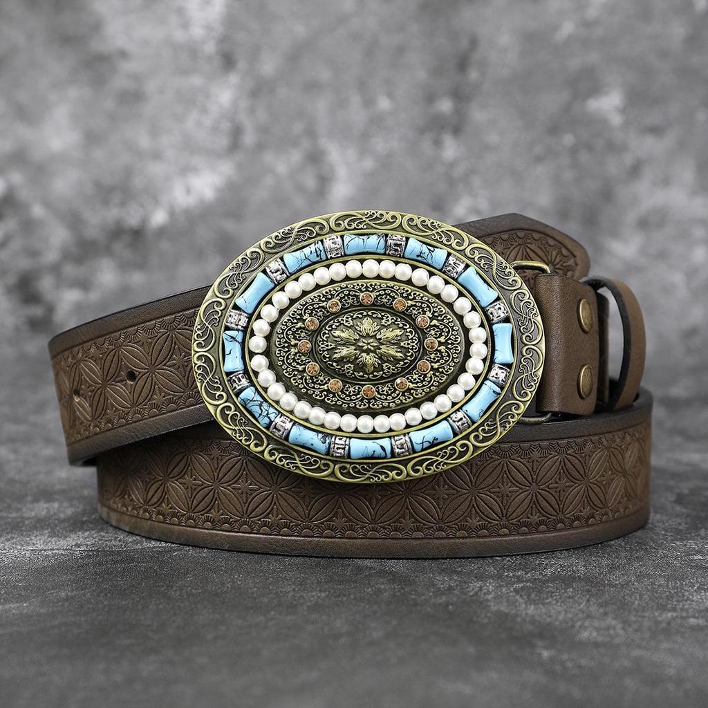 Retro Saphir Perlen Modegürtel für Damen