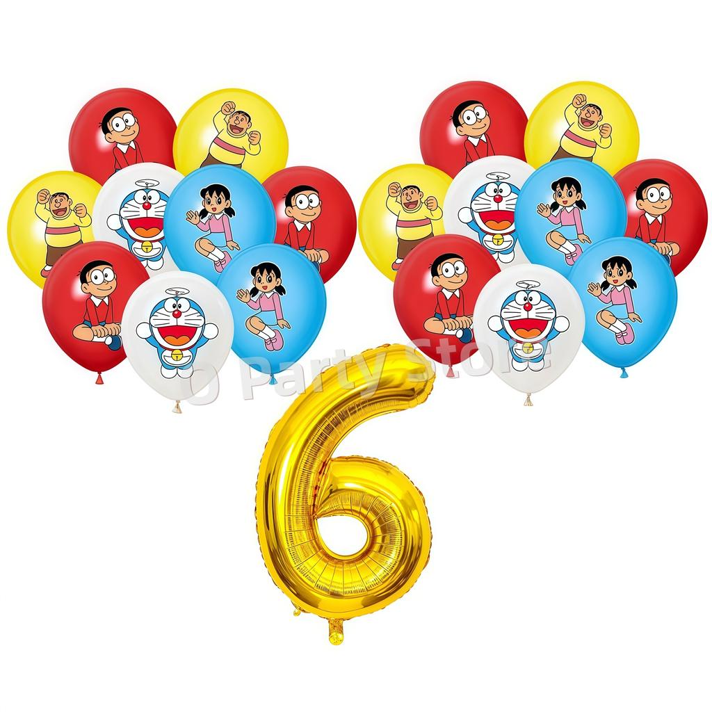 Doraemons Birthday Party Decoration Tableware Plate Cup Balloon Cake Topper Banner Stickers Kids Favor Gift Baby Shower Supplies