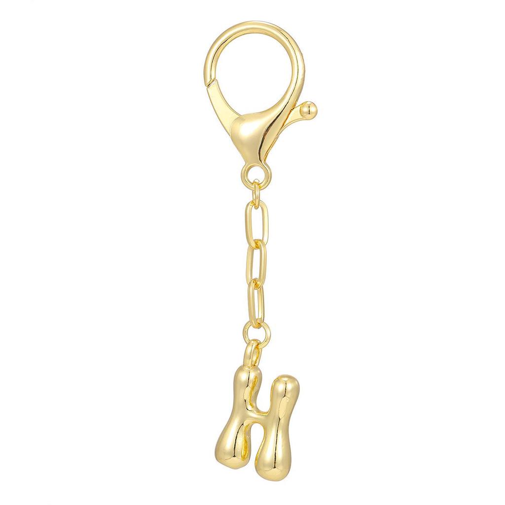 Portachiavi Ciondolo Lettere a Bolla Colore Oro 18K - Disponibili 26 Lettere Inglesi