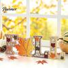 Solid Wood Harvest Theme Signs 4Pcs/Set Fall Wooden Tabletop Signs, Autumn Maple Leaf Letter Decorations for Table Tiered Tray Fireplace Dining