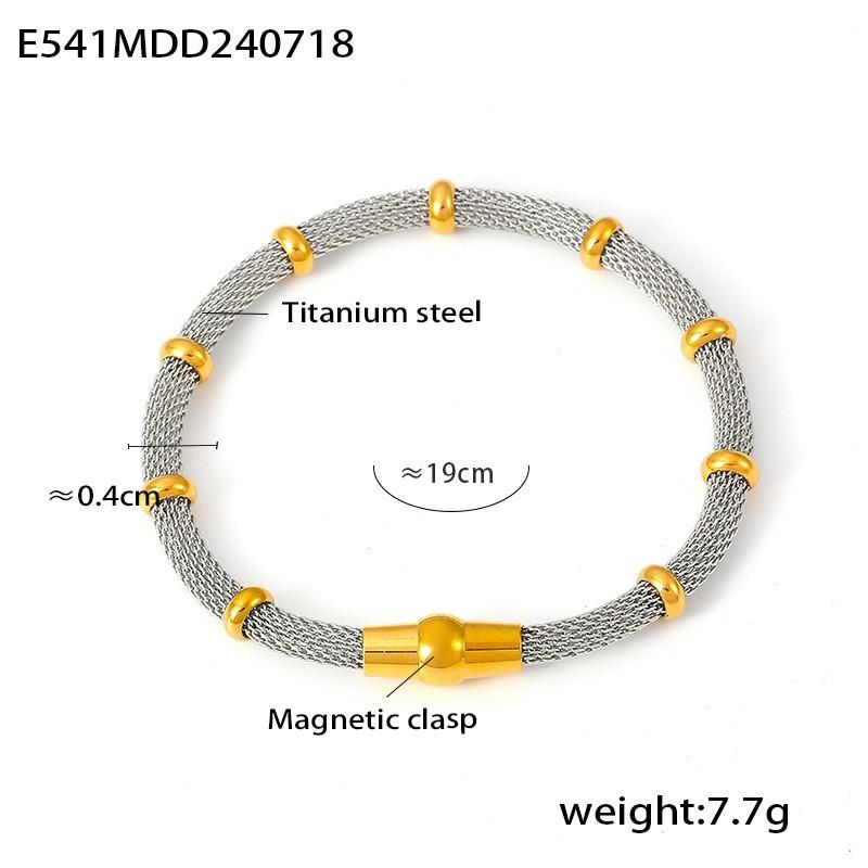 

Золотистый цвет Сплав цинка Магнитная застежка роскошные Круглые браслеты Мода Нержавеющая сталь Ажурный браслет Женские Цирконовые аксессуары 19cm
