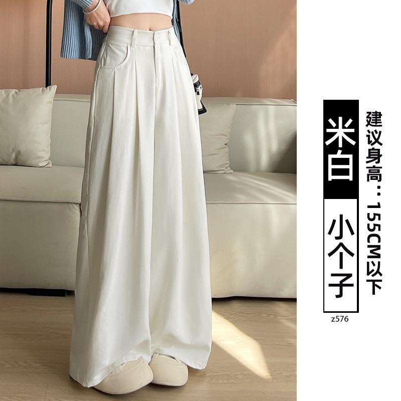 Suit pants children's autumn and winter new white velvet vertical straight-leg pants small corduroy wide-leg pants