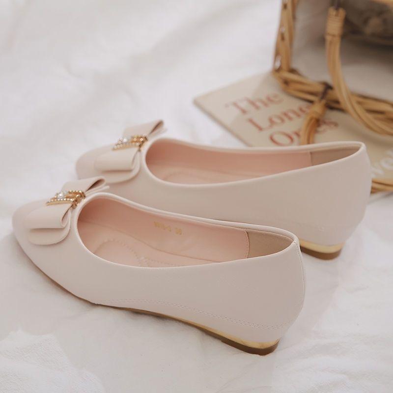 Women Pointed Toe Solid Color Shoes Ladies Non-slip Middle Heel Rhinestone Shoes Shallow Mouth Comfortable Shoes Footwears