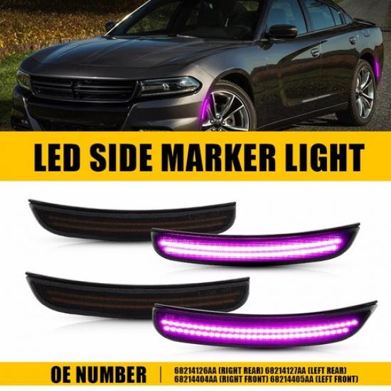 4X Pink Front Rear LED Side Marker Blinker Light L/R For 2015- Dodge Charger
