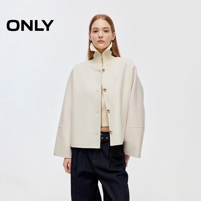 ONLY Women's 3D Button Loose Fit Short Wool Blend Coat