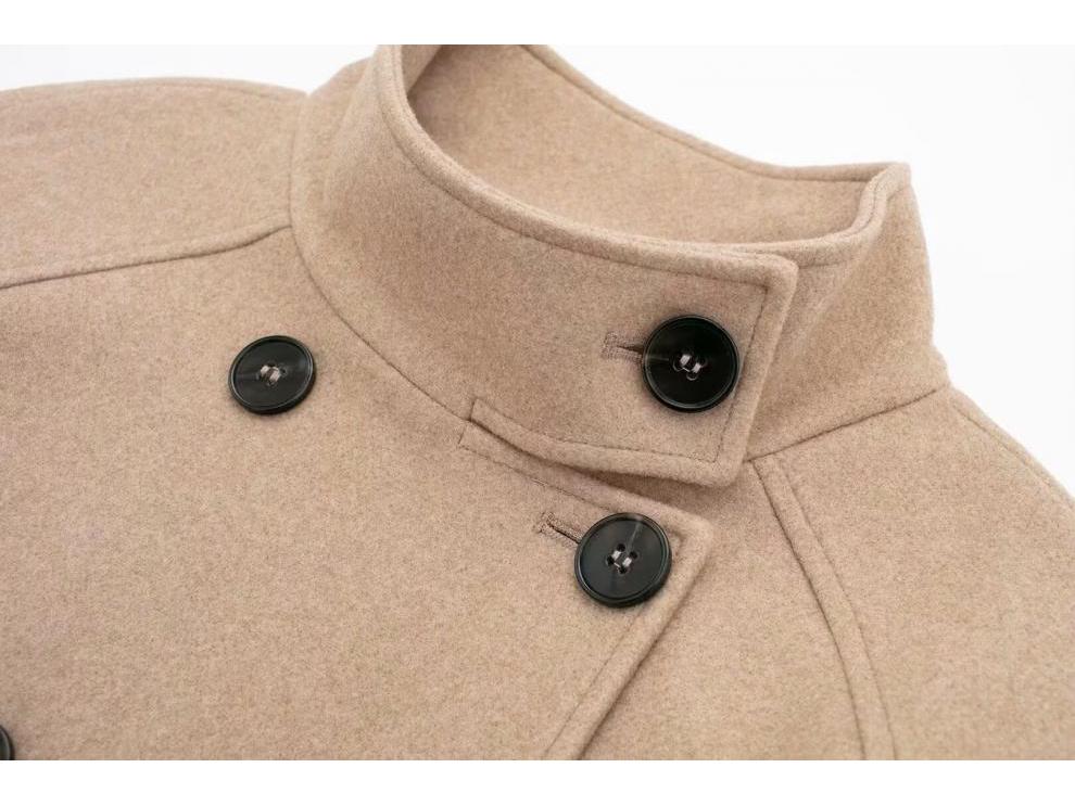 Autumn Women's Street Fashion Double-Breasted Short Woolen Coat
