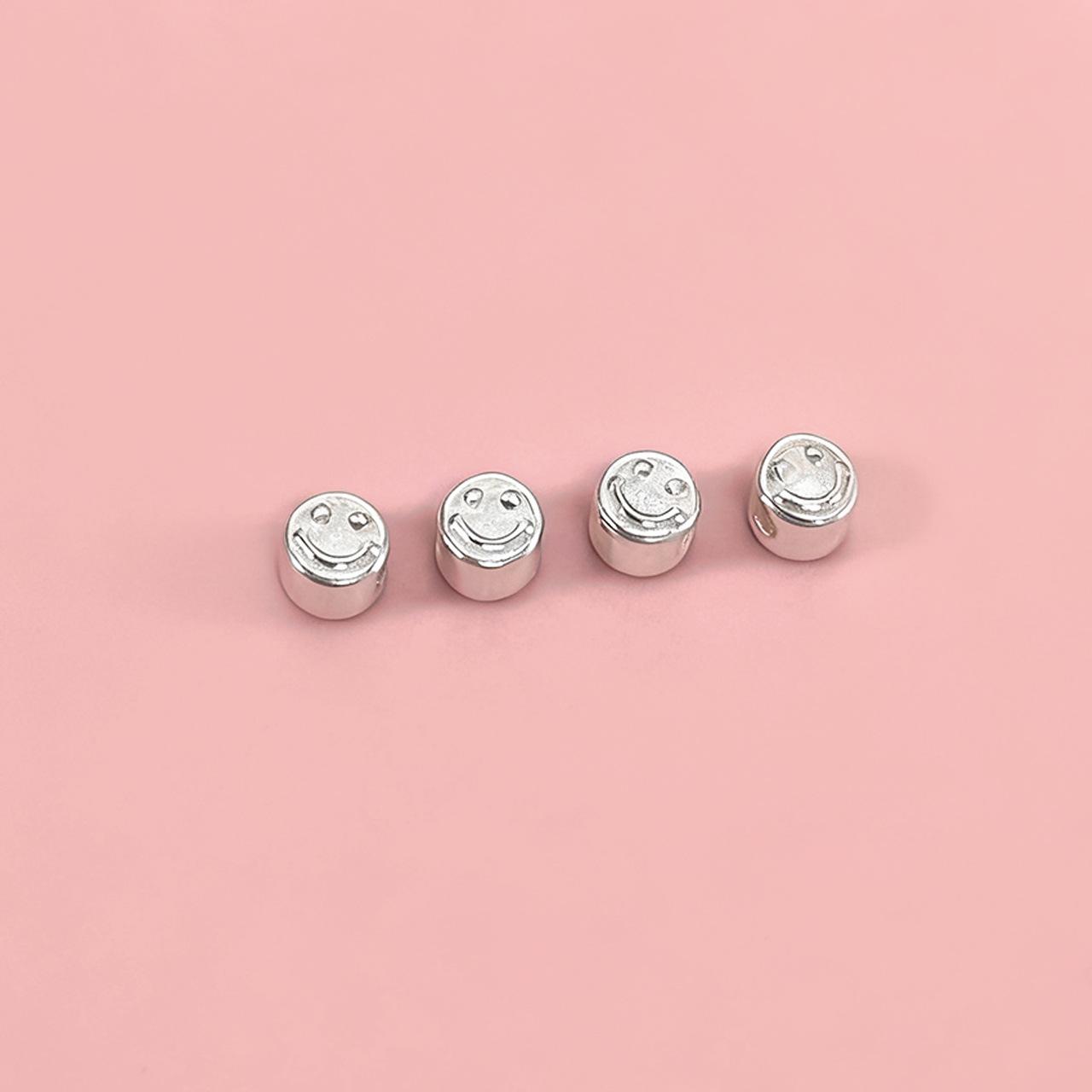 Smiley Face S925 Sterling Silver Double-Sided Spacer Beads for DIY Jewelry S925 Silver
