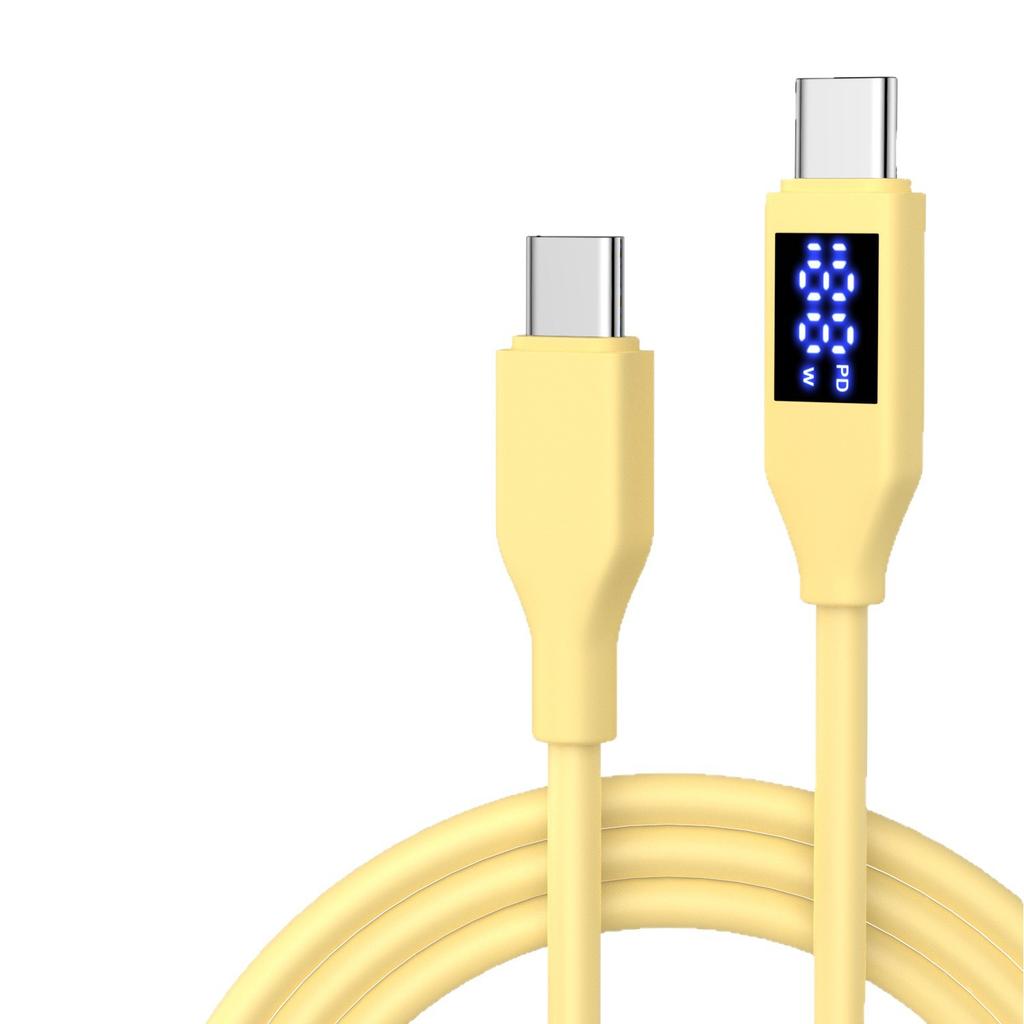 Genuine Silicone Gel Digital-Display Fast-Charging & Data Transfer Dual Type-C Phone Data Cable Compatible for for for