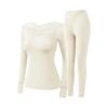 Tops and Pants Women Thermal Clothes Lace V Neck Warmth Long Pants Thermal Underwear  Undershirt