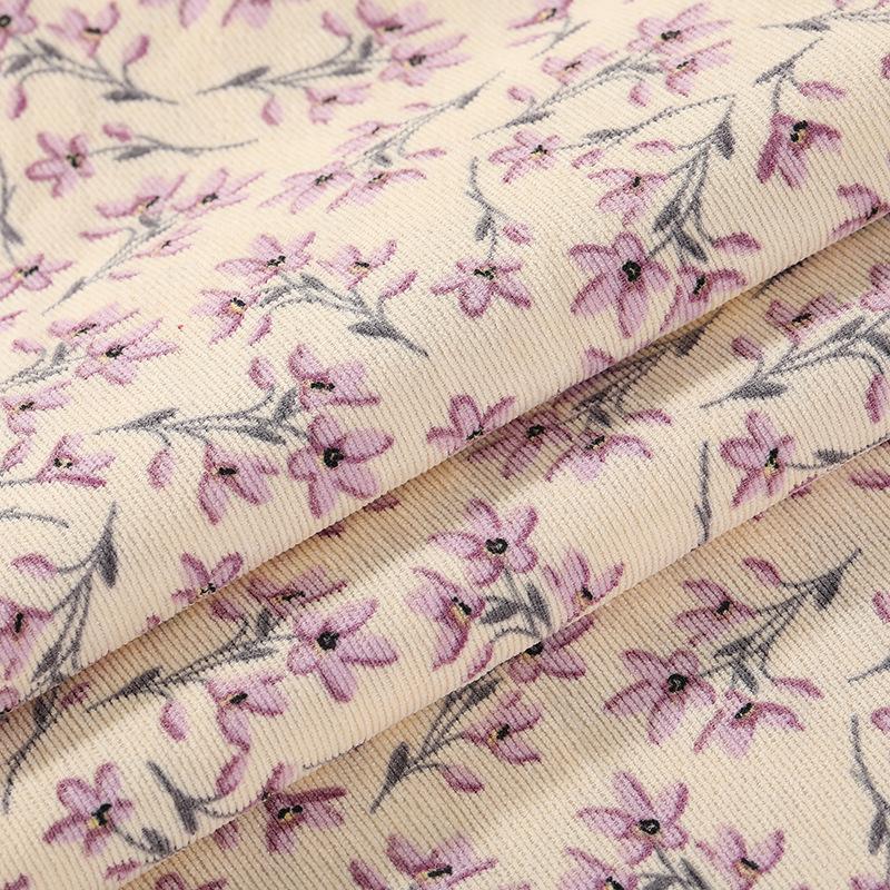 New corduroy fabric Small floral women's fashion casual wear material printed corduroy nylon polyester fabric DIY handmadesewing