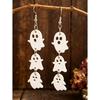 1 Pair Halloween 3-Layer Ghost Acrylic Long Earrings, Cute & Quirky Party Outfit Accessories