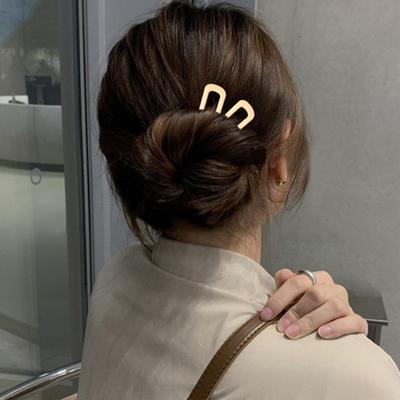 French Style Hair Stick U-Shaped Large Hair Clip Thick Long Hair Metal Hairpin Decorative Secure Hold Bun Holder