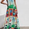European and American Banquet Dress Dress, Large Skirt Tube Top, Sexy Fashion Split Print Dress for Women