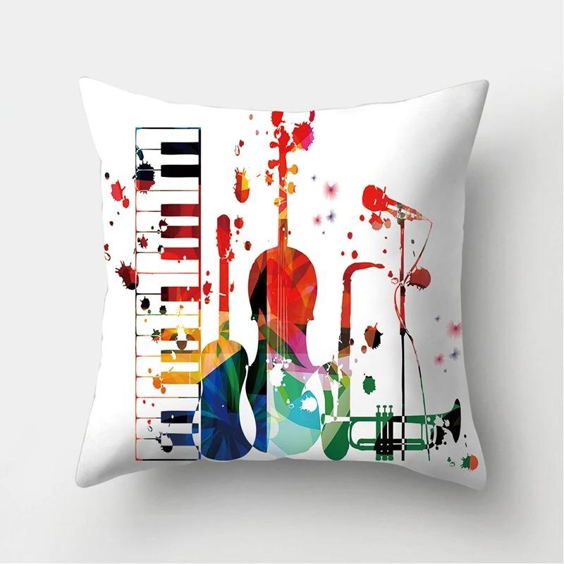 Colorful Graffiti Musical Instrument Print Pillowcase Car Ornaments Office Living Room Home Pillowcase