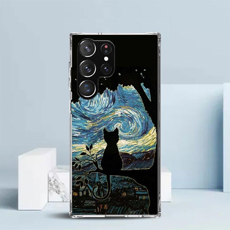 

Black Cat Cartoon Cute Phone Case For Samsung Galaxy S24 S25 Edge S26 Ultra S22 S23 Plus S21 + S20 FE Soft TPU Back Cover Galaxy Samsung S23 Ultra