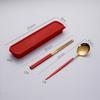 Stainless steel tableware, convenient student spoon, fork, chopstick three-piece set, travel storage set