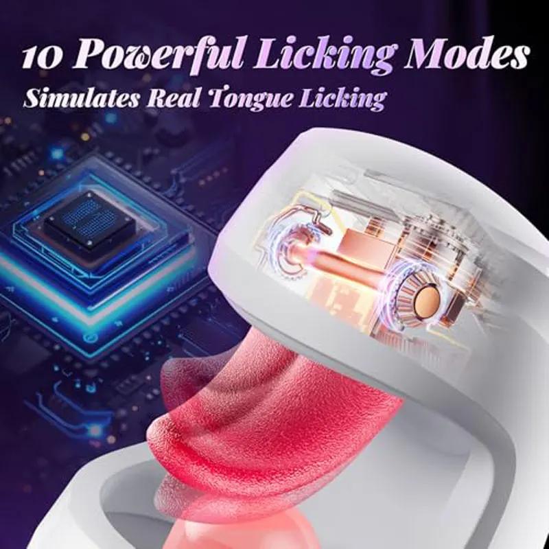 Tongue Licking Male Masturbator 10 Thrusting Blowjob Sex Machine Stroker for Training Stimulation Sex Toys for Men Pleasure
