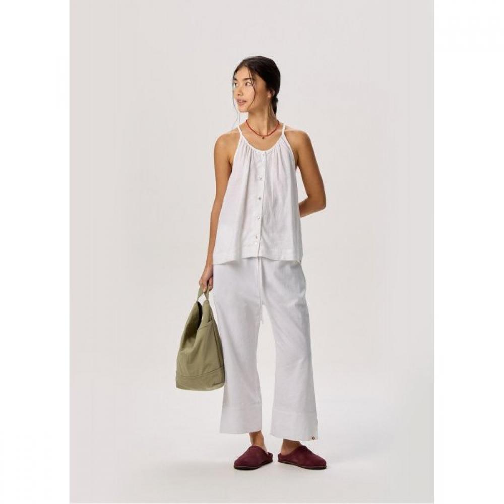 Budhi Mudra Linen Crop Pants White B61002apl62 H01 White/XS
