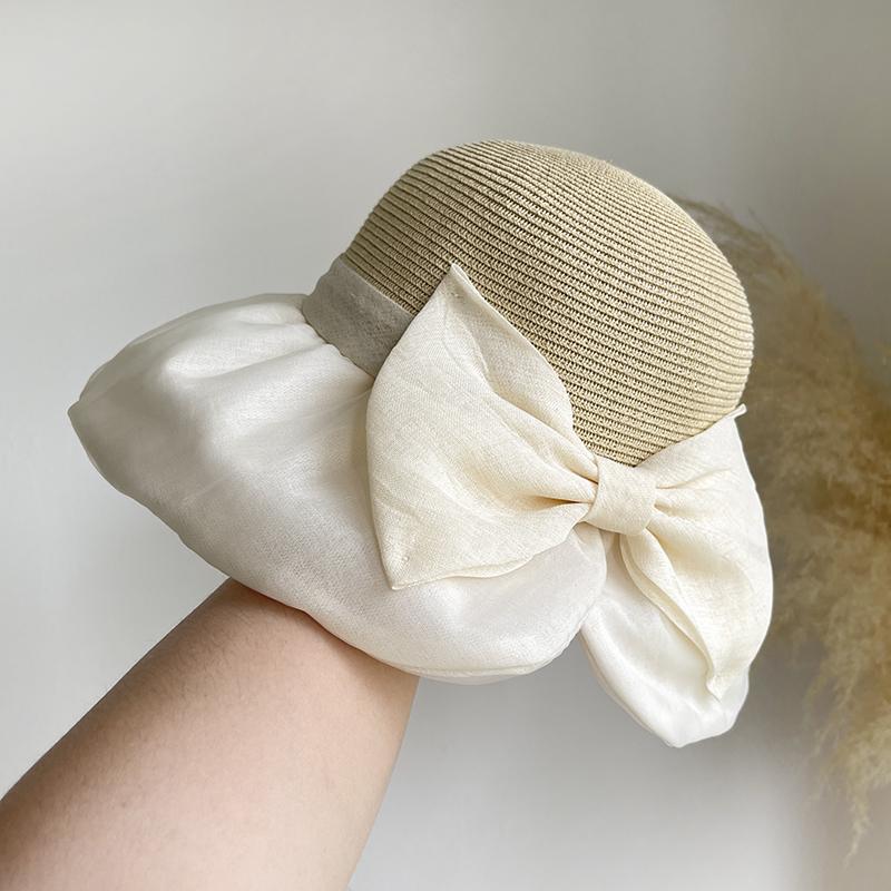 

Соломенная шляпа-панама с бантом, женская модная шляпа, солнцезащитная шляпа, шляпа от солнца, летняя шляпа для пляжного отдыха Hat circumference (55-59cm) adjustable size абрикосовый