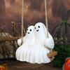 Swing Ghost Couple Figurine Halloween Ghost Hanging Decoration Resin White Ghost Couple Ornament for Indoor Outdoor Garden Patio Porch Decor