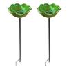 2Pcs Flower Stake Bird Garden Stake Outdoor Bath Metal Flower Bird Bath Pollinator