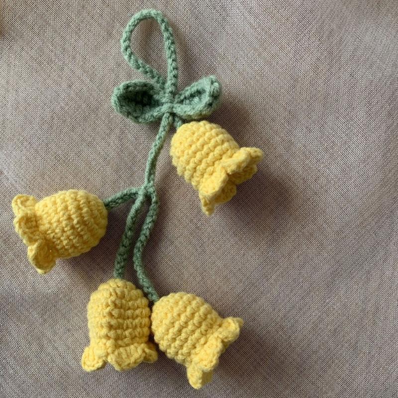 Hanging Decors Cute Bellflower Ornament for Backpacks Keychains Knitted Pendant
