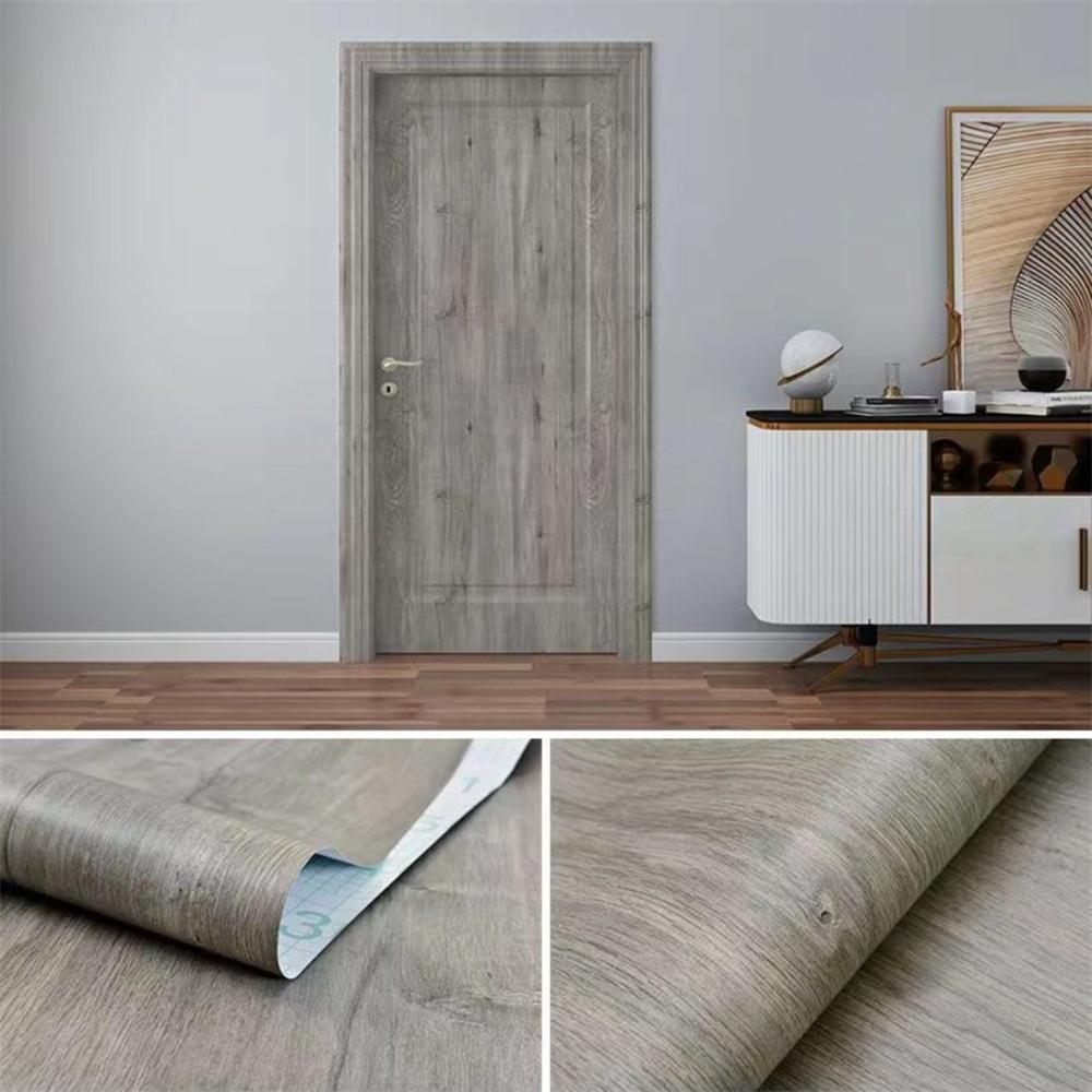 55cm Width Wood Grain PVC Wallpaper for Door Wardrobe Cupboard Table Furniture Waterproof Self Adhesive Stickers Home Decor Film