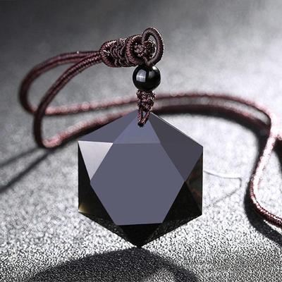 Přívěsek hexagram z obsidiánu: Unisex Řetízek na svetr s Křišťálovým Energetickým Kamenem