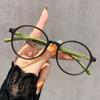 Mustard Green Retro Round Frame Anti-Blue Light Reading Glasses - Ultra-Light, Color-Blocking, High-Definition Single Lens.