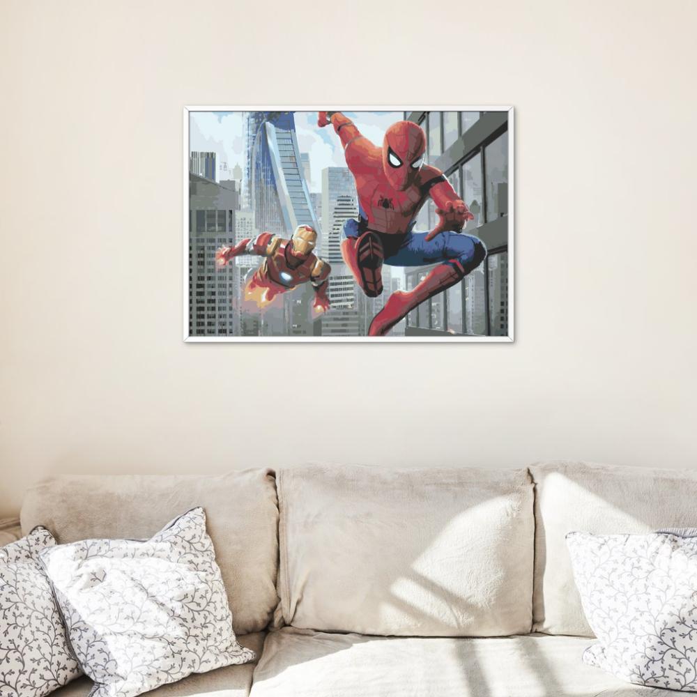 Malowanie Po Numerach Obrazy Do Malowania - Spider Man I Iron Man 50X40 Cm