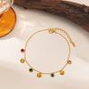 Stainless Steel Bracelet for Women Girls Punk Colorful Zircon Shell Pendant Bracelet Exquisite Waterproof Jewelry Accessories