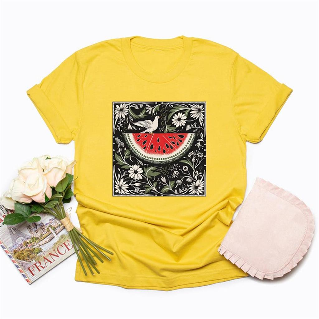 Watermelon Flag Tshirt This Is Not A Watermelon T-Shirt Short Sleeve Unisex Graphic T Shirts Peace and Love Tee Streetwear Tops