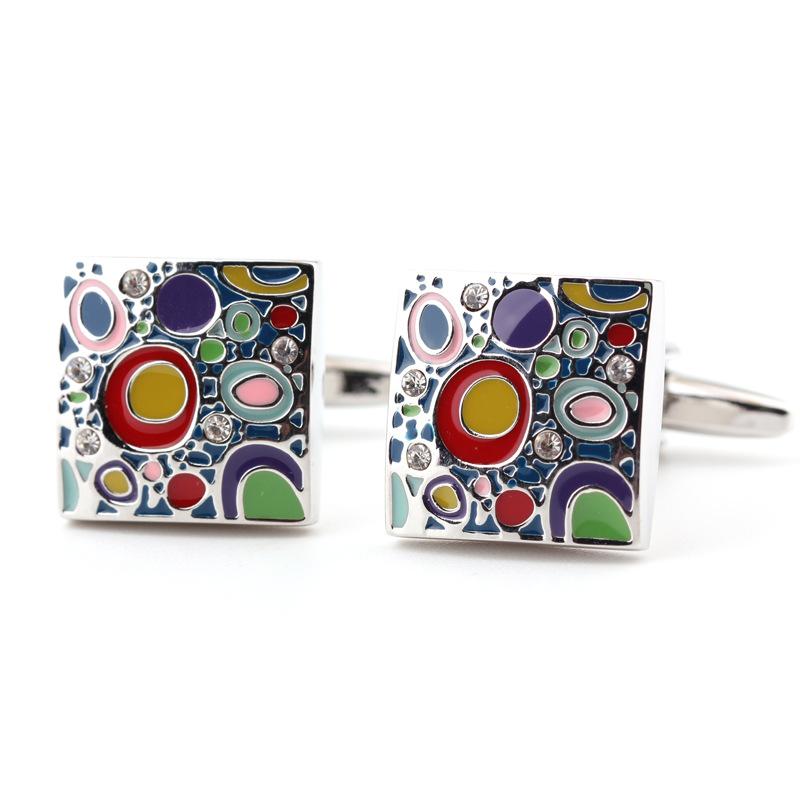 

Квадратные высококачественные эмалевые запонки, мужские банкетные деловые французские манжеты 6036 Color Square