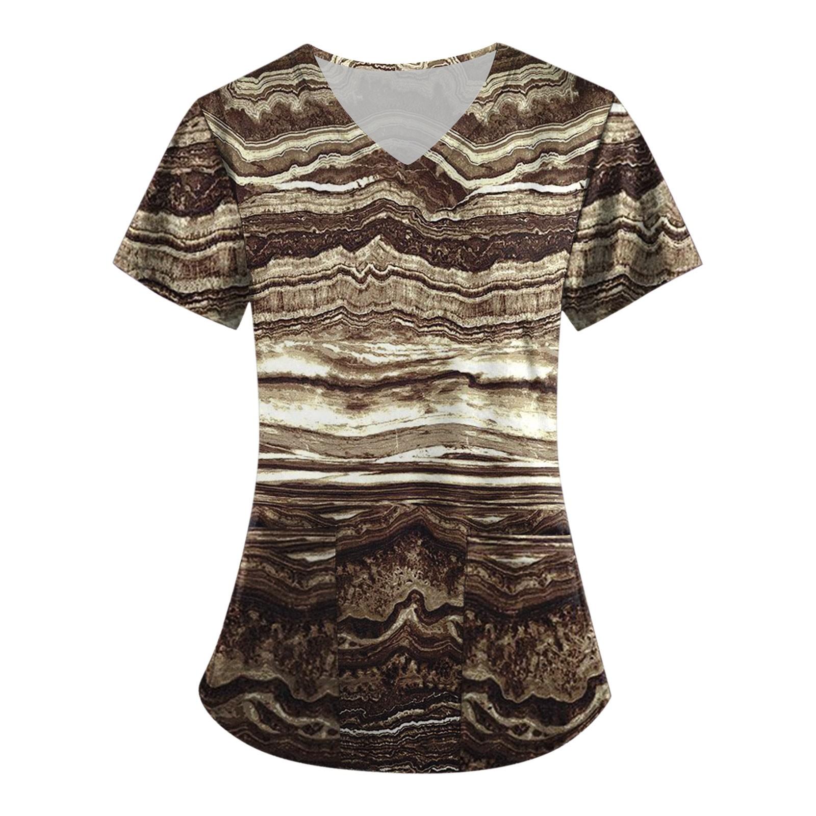 Женские топы с короткими рукавами и v-образным вырезом с принтом — фото 7