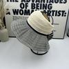 Big Eaves Empty Top Sunscreen Hat Women's Summer Striped Vacation Wind Beach Shading Breathable Fisherman Hat Showing Face Small Cool Hat