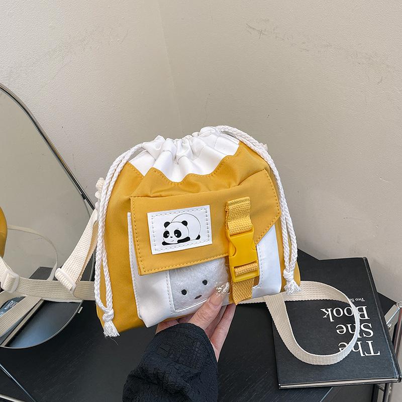 Spring cute small bag messenger bag new Japanese girl Harajuku student canvas bag shoulder bag bucket bag