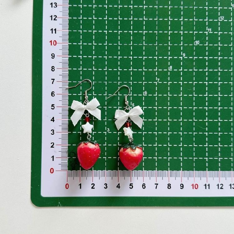 Elegant Fruit Charm Earrings Bowknot Strawberry Ear Pendants Unique Accessory