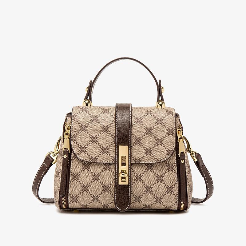 

Guangzhou TB bag generation niche tide messenger women s bag PVC old flower plaid portable shoulder bag OEM 21X11X16CM хаки