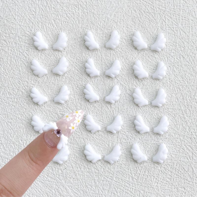 30Pcs Cute Angel Wings Nail Charms Luminous Mini Wing AB Flatback Resin Nail Accessories Jewelry DIY Decoration