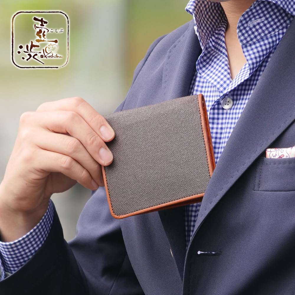 Porte-monnaie Koshibu Box, fabriqué en Italie, portefeuille japonais Persimmon Shibu Ten Thousand Birthday, à deux volets, forme, inclus, pour homme, cuir, Japon,