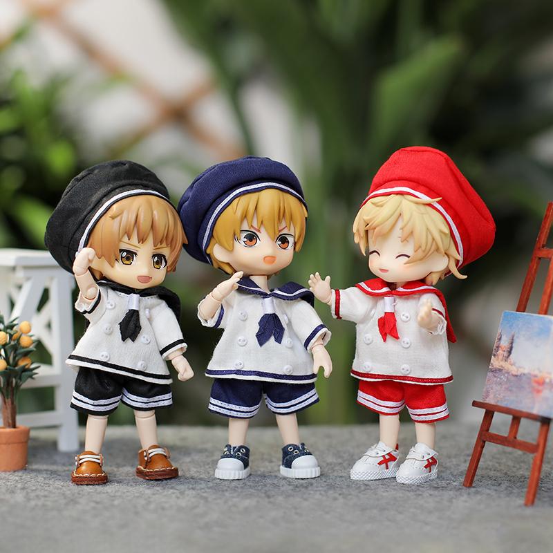 Ob11 Doll Sailor Clothes Uniform Set Doll Navy Suit Doll Hat Shirt Shorts For P9, 1/12 Bjd, Cu-Poche,Gsc, Molly Doll