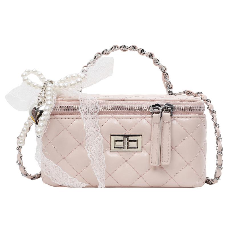 Xiaoxiangfeng exquisite and sweet diamond portable box bag popular versatile Korean women's commuter style versatile messenger bag