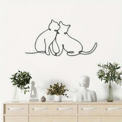 Elegant Cat Silhouette Metal Wall Art for Indoor Outdoor Home Decor Sign