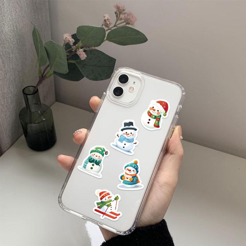 500 Pcs Christmas Snowman Stickers Roll 1 Inch Cute Winter Snowman Stickers for DIY Christmas Party Gift Decoration