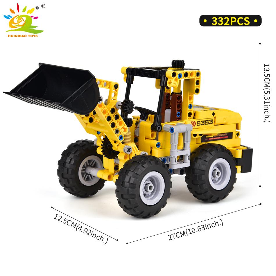 HUIQIBAO Engineering Truck Tech Building Block City Construction Toy For Children Boy Adults Excavator Bulldozer Crane Car Brick
