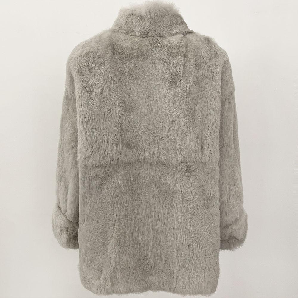 OFTBUY Autumn Winter Women Coat Real Natural Rabbit Fur Loose Collar Jacket Thick Warm Casual New Overwear Elegant Streetwear