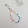 Color Rice Beads Acrylic Pearls Fashion Anti-lost Hand Pendant Short Mobile Phone Chain