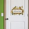 Hand Painted Floral Welcome Sign with Hummingbird Door & Wall Sticker for Living Room Home Decor Self-Adhesive Removable Decal