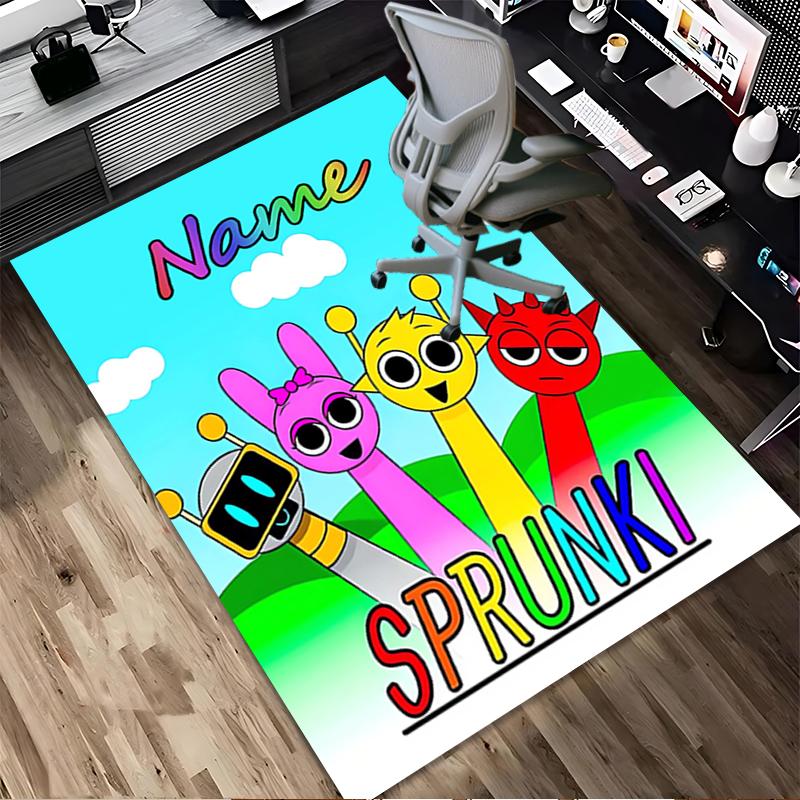Custom Name Sprunki Love Living Room Non-Slip Area Rug Soft Carpet for Bedroom Kids Playroom Sofa Office Home Decor Doormat